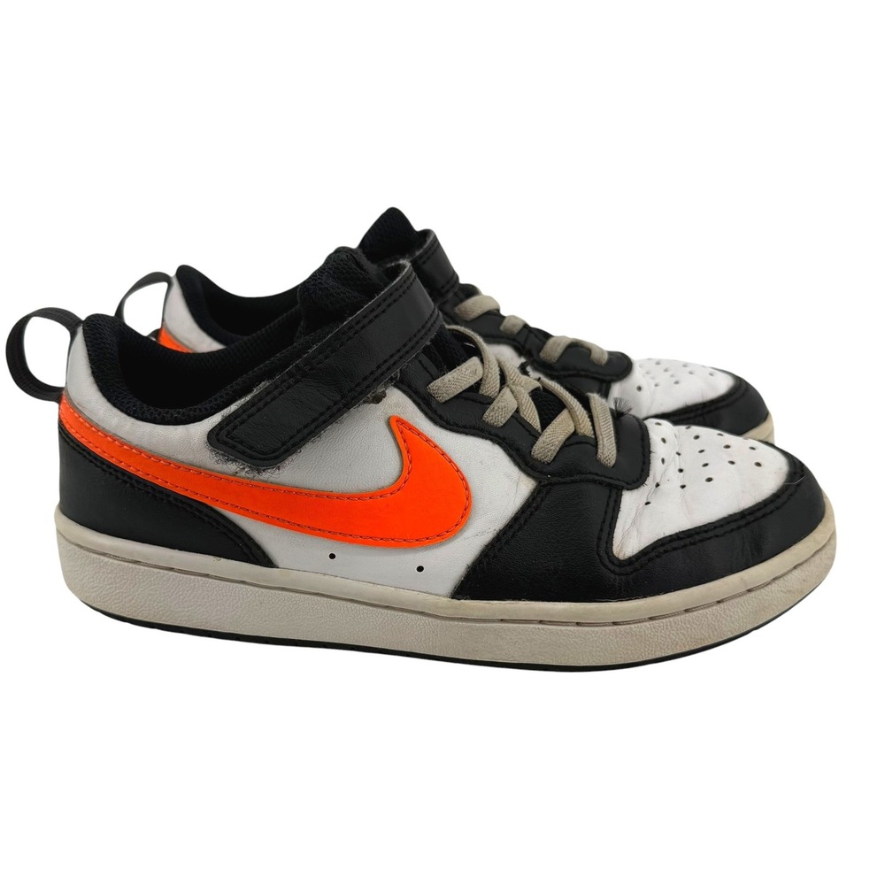 Nike Court Borough Low 2 Kids Sneakers White Black Orange BQ5451-115 Size 2.5Y